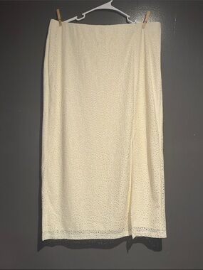 a new day White Eyelet Pencil Skirt with Side Slit